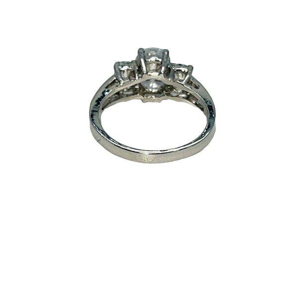Trilogy Cubic Zirconia.Three Stone Trinity Engagement Ring Marked JA Silver Tone - Picture 10 of 12